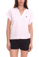 DELMAO Damen Sommer-Bluse gestreift Kurzarm-Bluse Sommer-Shirt 89244315 Rosa/Weiß