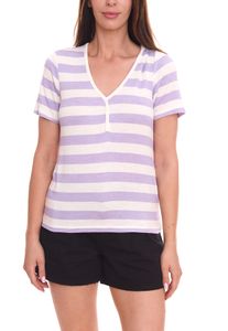 Only ONLLIRA Top de verano para mujer con look de rayas, camisa de manga corta 11199120 violeta/blanco