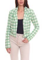 Aniston CASUALS blazer de mujer blazer corta de cuadros con botones decorativos 98869141 verde