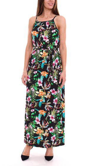 Laura Scott robe longue pour femme robe d'été sans manches à motif floral 12490902 vert/coloré