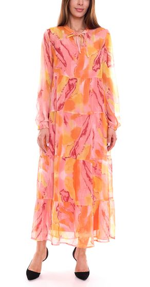 Aniston SELECTED maxi abito estivo da donna abito estivo in chiffon con maniche lunghe 49005751 arancione/giallo