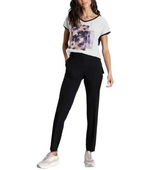 LAURA SCOTT Camisa de verano para mujer, camiseta moderna con estampado frontal 11697336 violeta/blanco
