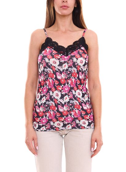 Top de mujer melrose elegante camisa de verano con estampado integral de flores 91032254 rojo/negro