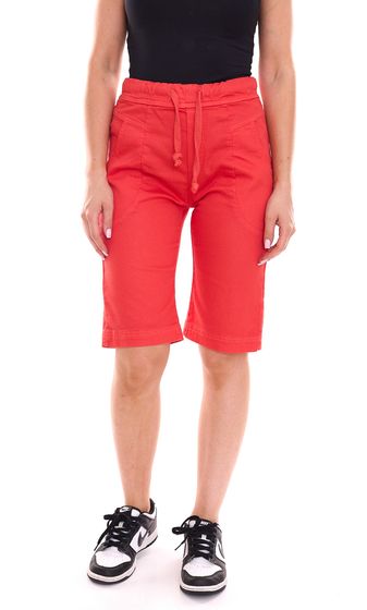 PLEASE Damen Stoff-Shorts kurze Hose mit Bindeband Bermuda Sommer-Hose 49786149 Rot