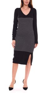 Vestido jersey de mujer AjC vestido midi a rayas vestido de punto 52490724 negro