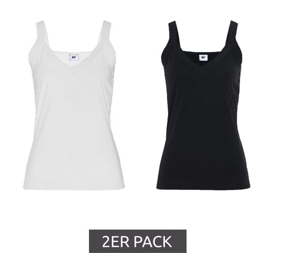 Pack de 2 camisetas de verano AjC, camisetas ligeras de ocio para mujer en dos colores negro/blanco