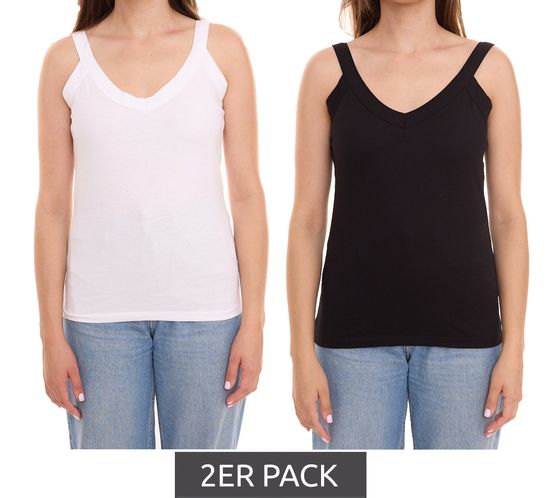 Pack de 2 hauts d'été AjC, chemises de loisirs aérées pour femmes en deux couleurs noir/blanc