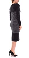 AjC Damen Pullover-Kleid gestreift Midi-Kleid Strick-Kleid in Grau, Schwarz oder Blau