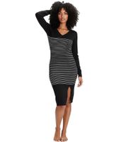 Abito maglione da donna AjC abito midi a righe abito lavorato a maglia in grigio, nero o blu