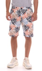Tom Tailor short chino homme, pantalon court en coton avec motif palmier estival 49354028 orange/coloré