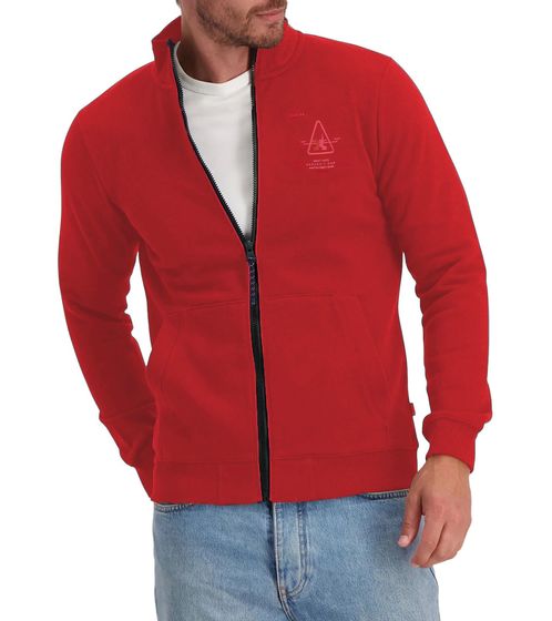 Gaastra Shipshape Sudadera con cremallera completa para hombre, logotipo de la marca y bolsillo canguro 355318241 R013 Rojo