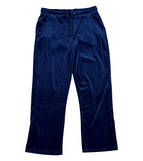 Pantaloni da donna in morbido velluto KangaROOS, pantaloni da jogging sostenibili OEKO-TEX® STANDARD 100 blu scuro