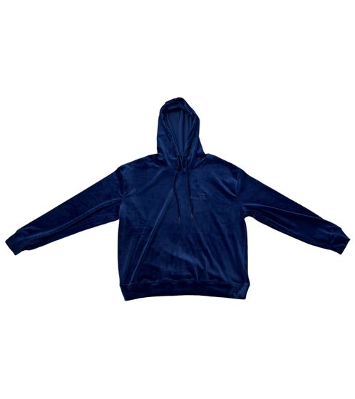 KangaROOS Pull en velours doux pour femme, sweat à capuche confortable avec logo de la marque sur le devant, bleu foncé