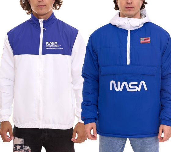 K1X | Kickz NASA Herren Jacke stylische Übergangs-Jacke oder Sport-Jacke Blau oder Weiß/Blau