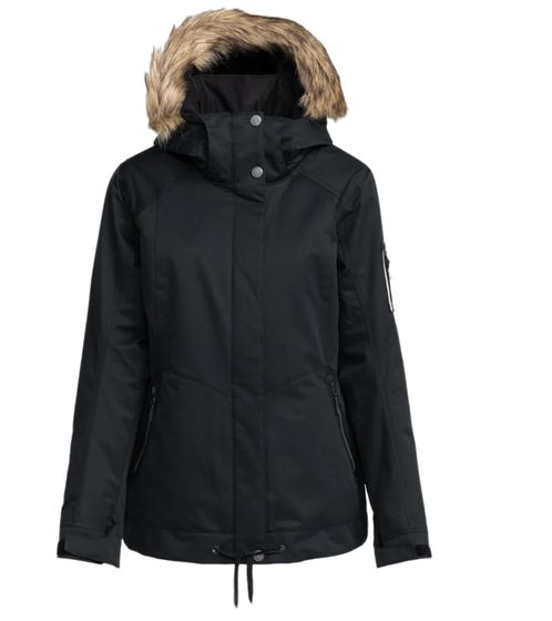Chaqueta de snowboard para mujer ROXY Meade con capucha extraíble y chaqueta de invierno con borde de pelo extraíble individualmente ERGTJ03130 KVJ0 negro