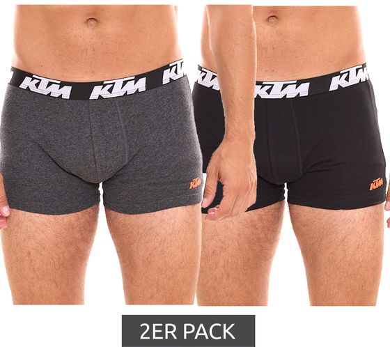 Pack of 2 KTM men's boxer shorts comfortable underwear with logo print KTM1BCX2ASS1BLDGL Dark Grey/Black