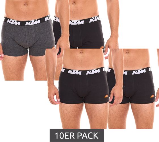 Confezione da 10 boxer da uomo KTM, comodo intimo in cotone con stampa logo KTM1BCX2ASS1 nero o nero/grigio