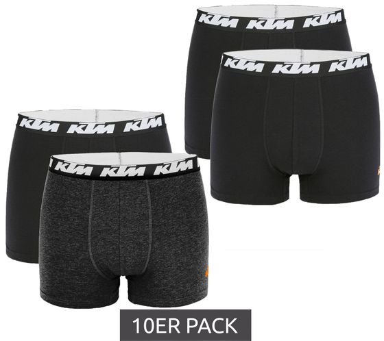 Pack of 10 KTM men's boxer shorts, comfortable cotton underwear with logo print KTM1BCX2ASS1 Black or Black/Grey