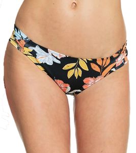 ROXY Beach Classics women's bikini bottom with light gathers, swimwear in floral all-over print, bikini bottoms ERJX404315-XKYB black