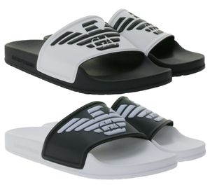 Emporio Armani Sliders Men's Mules Bathing Shoes Summer Bathing Slippers XN747 White/Black or Black/White