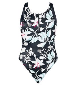 ROXY women's swimsuit with crossed back neckline, swimwear in all-over floral print ERJX103238 XKKW black