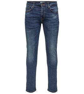 Only & Sons Weft Jeans slim fit da uomo Pantaloni in denim sostenibili a vita media 22005076 blu