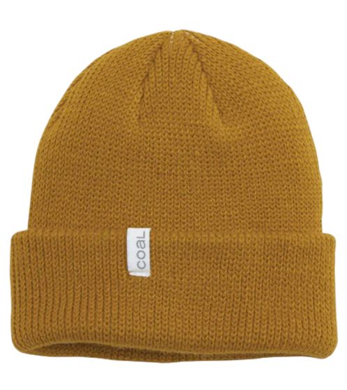 COAL The Frena Beanie simple winter hat cozy knitted hat with logo patch 2202079-MUS Brown