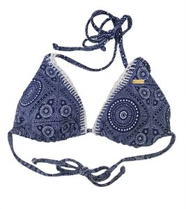 Bañador bikini de triángulo con top de bikini para mujer ROXY To The Beach con estampado integral y detalles de crochet ERJX303865-BTE2 azul