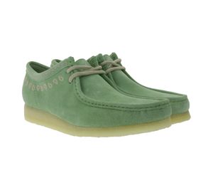 Clarks Wallabee Embroidery men's boots made of real leather with laces, green low shoes