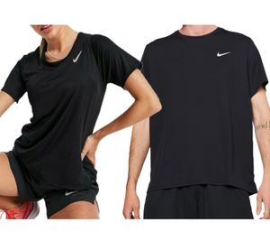 Camiseta NIKE Dri-FIT Race para mujer o Dri-FIT UV Miler para hombre, camiseta fitness de manga corta, camiseta deportiva ventilada en negro