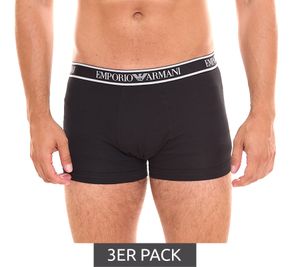 Pack de 3 calzoncillos bóxer de hombre EMPORIO ARMANI ropa interior de algodón 111357 4R717 21320 negro