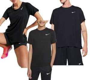 NIKE Dri-FIT Race para mujer Dri-FIT UV Miler para hombre Dri-FIT Miler para niños Camiseta fitness camiseta deportiva negra