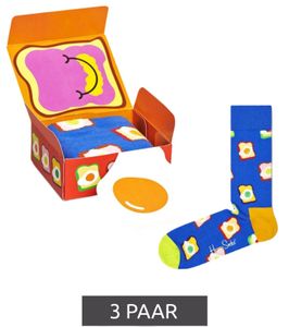 3 paires de chaussettes en coton pour femme Happy Socks Toasted Egg pack économique bas de tous les jours à motifs dans une boîte cadeau XTEG01-6300 Multicolore