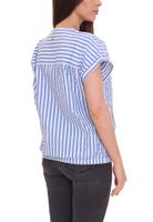 Chemisier d'été femme DELMAO chemisier à manches courtes rayé chemise d'été rose/blanc ou bleu/blanc Chemisier d'été femme DELMAO chemisier à manches courtes rayé chemise d'été rose/blanc ou bleu/blanc