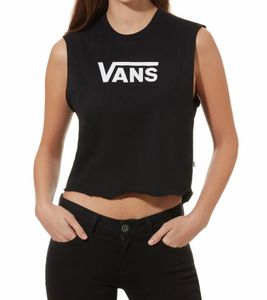 VANS Flying V Classic women's tank top in crop design, airy cotton shirt VN0A49ZKBLK Black