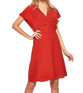 VILA Vijahula mini vestido de mujer, elegante vestido de verano con escote en punta 14053938 rojo