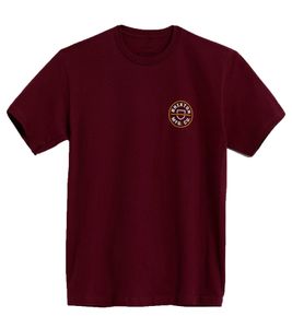 T-shirt BRIXTON Crest II camicia da uomo in cotone di vacchetta con stampe del marchio 16493 CWHDE Bordeaux rosso