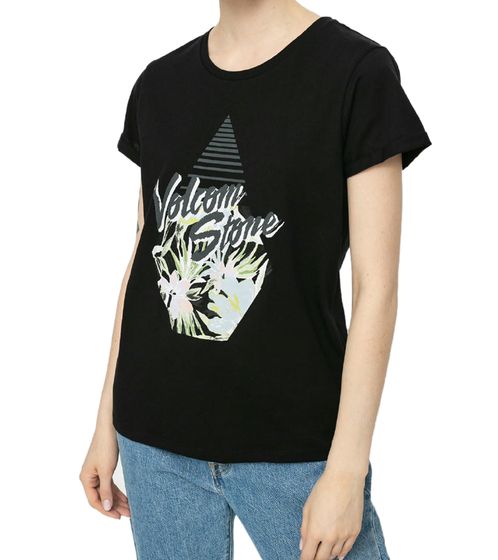 VOLCOM Radical Daze Damen T-Shirt mit Frontprint Kurzarm-Shirt in Regular-Fit B3512115 BLK Schwarz