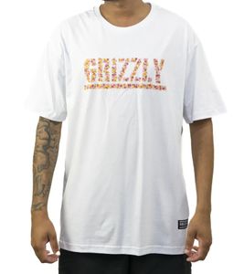 Grizzly Every Rose men's cotton shirt with floral brand print, round neck shirt 17550336 white