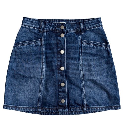 ROXY Baywatch Girl Jupe en jean taille haute pour femme Mini-jupe avec boutons ERJDK03018 BYK0 Bleu