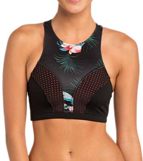 RIP CURL Top de bikini de mujer G-Bomb top de neopreno flexible con sutil estampado floral ropa de baño WVE7JW Coral 0026 Negro