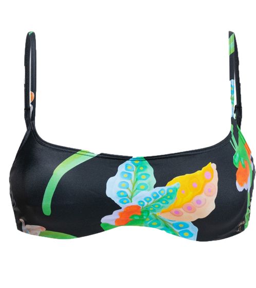 ROXY Rowley top bikini bralette da donna con ferretto con stampa floreale all-over moda nuoto ERJX304508 KVJ3 nero/colorato