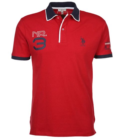 U.S. POLO ASSN. Short-sleeved polo shirt comfortable polo shirt for men with front print cotton shirt 197 65037 52520 650 Red