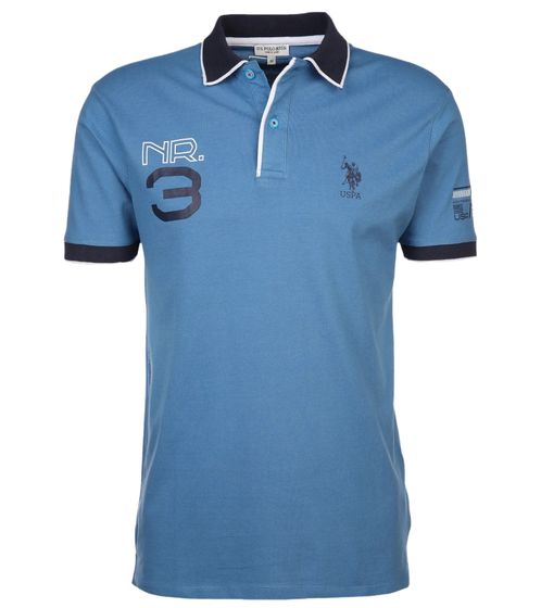 U.S. POLO ASSN. Short-sleeved polo shirt comfortable polo shirt for men with front print cotton shirt 197 65037 52520 138 Blue