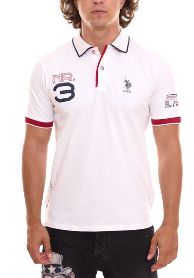 A NOSOTROS. ASSN DE POLO. Polo manga corta, polo cómodo para hombre con estampado frontal, camisa de algodón 197 65037 52520 100 blanco