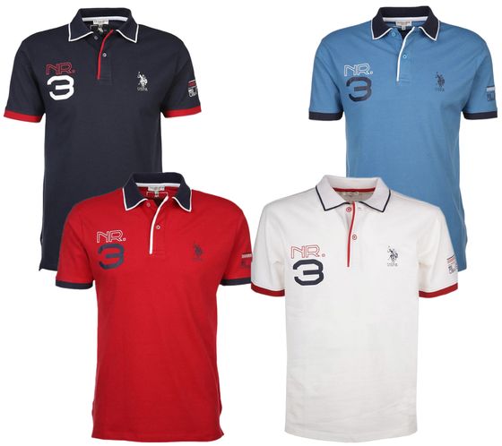 U.S. POLO ASSN. Short-sleeved polo shirt comfortable polo shirt for men with front print cotton shirt blue, white or red