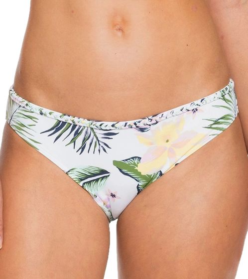 ROXY Bloom Damen Bikini-Slip mit floralem Print Badehose mit geflochtenen Details Bademode ERJX404105 WBB6 Weiß/Bunt