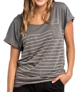 Rip Curl Low Tide chemise à manches courtes femme t-shirt rayé avec poche poitrine GTEUQ4 0560 gris/rose