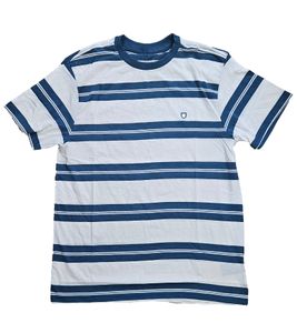 BRIXTON Hilt Shield Camisa de algodón para hombre Camiseta a rayas Camisa con cuello redondo 2019 Blanco/Azul