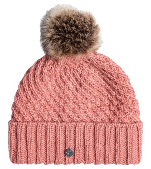 ROXY Blizzard cappello con pompon da donna, berretto invernale lavorato a maglia ERJHA04015 MGD0 rosa/marrone